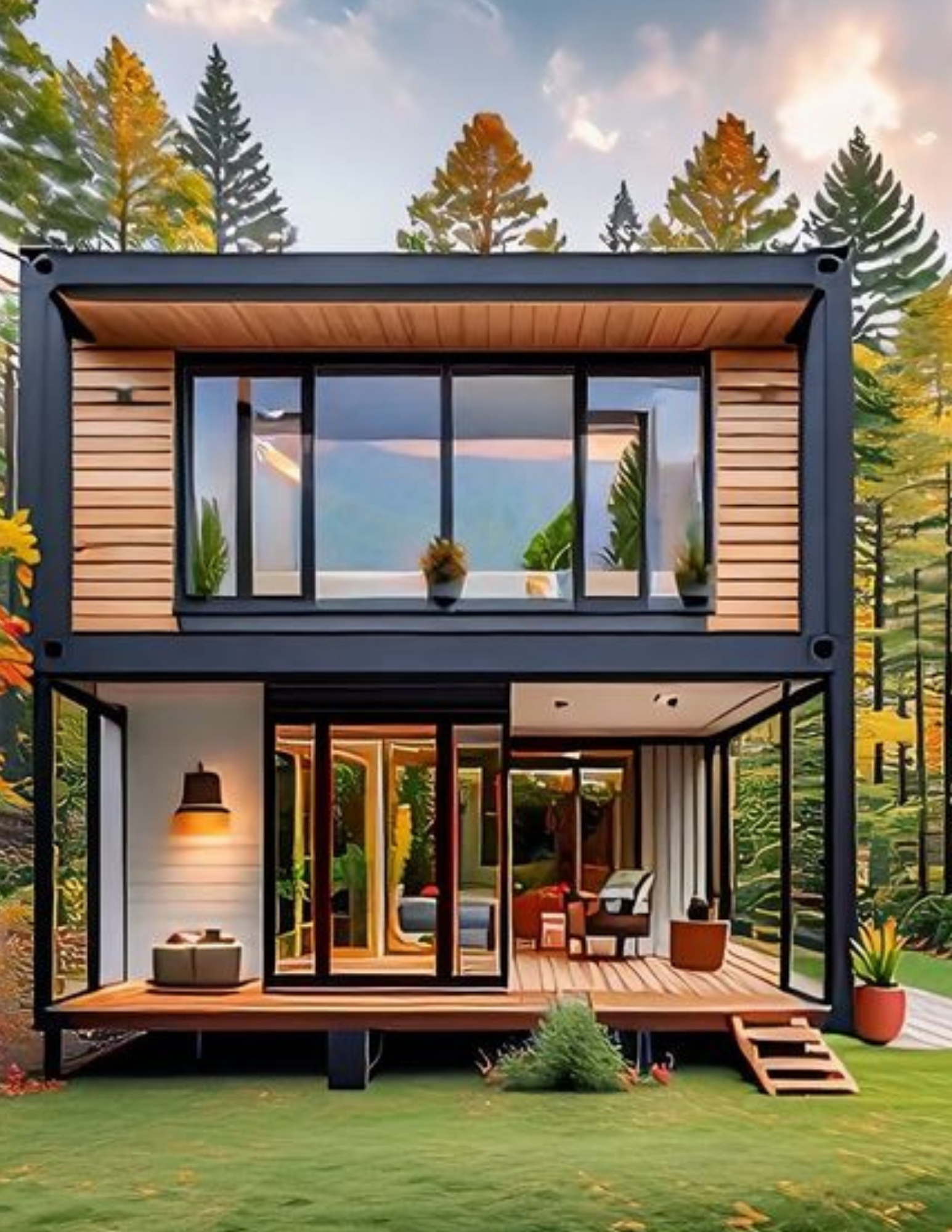 prefab studio cottage with deck