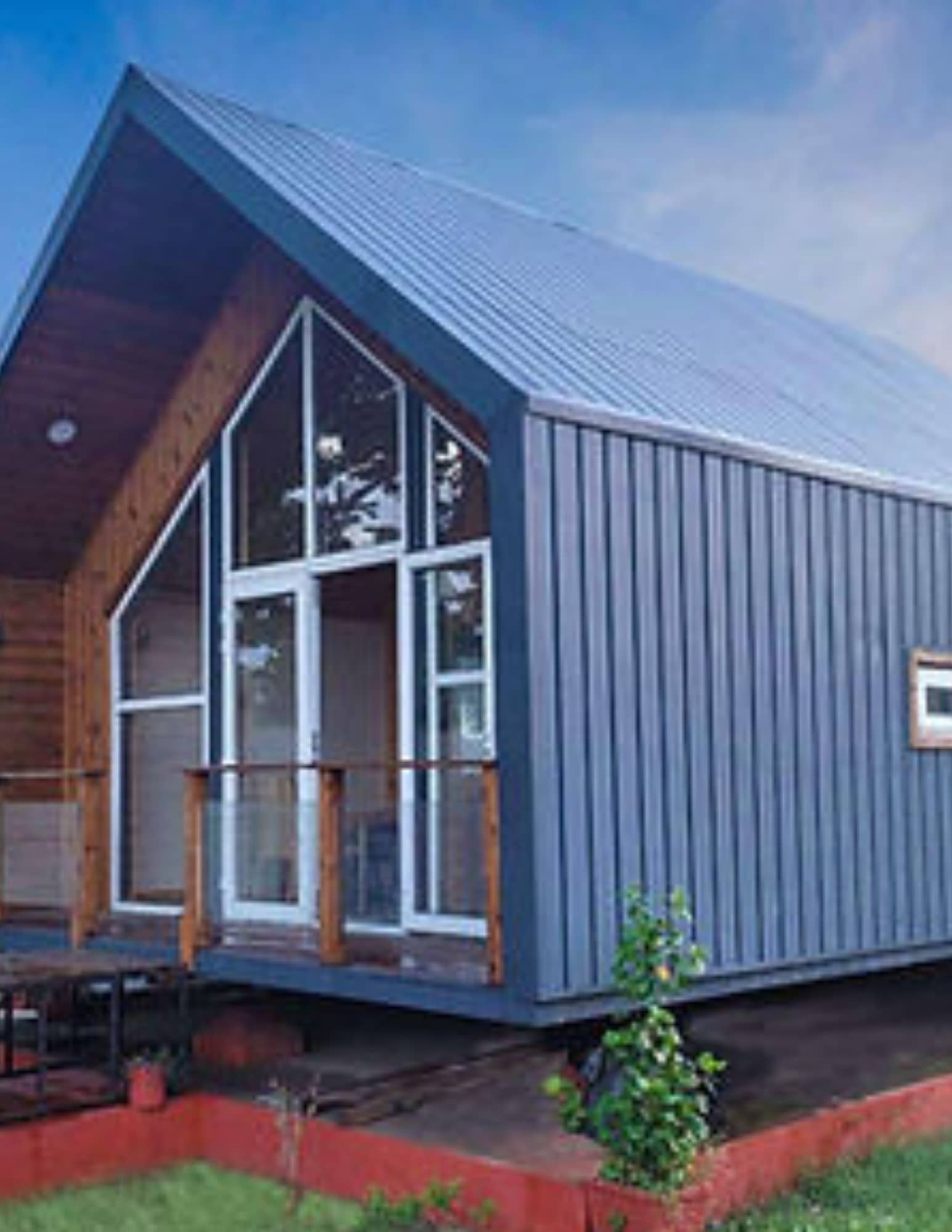 eco prefab home on farmland